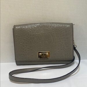 Kate Spade Crocodile Leather Crossbody Bag Gray